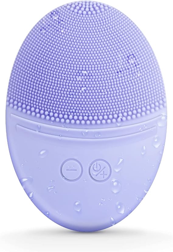 EZBASICS Silicone Facial Cleansing Brush, IPX7 Waterproof, Violet
