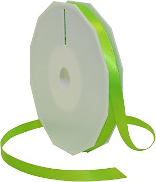 Morex Ribbon Neon Brights Satin, 3/8-inch by 50-Yard, Key Lime, Silk Ribbons for Gift Wrapping, Birthday Gifts, Satin Dress for Women, Crafts, Wedding