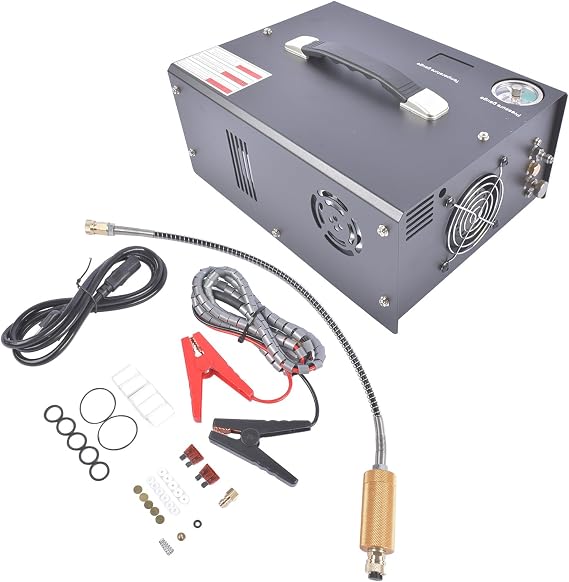 PCP Air Compressor 4500Psi 30Mpa, 500W Auto-Stop Scuba Tank Compressor 12V DC/110V Ac or 220V AC for Home Use, AC Compressor for Mini Scuba Tank - Black