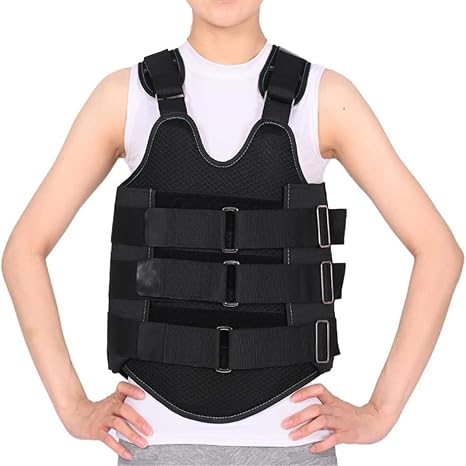 Thoracic Full Back Brace, for Kyphosis, Osteoporosis & Scoliosis – Spine Compression Fracture Orthosis Support, Adjustable TLSO for Men & Women(Black,X-Large)