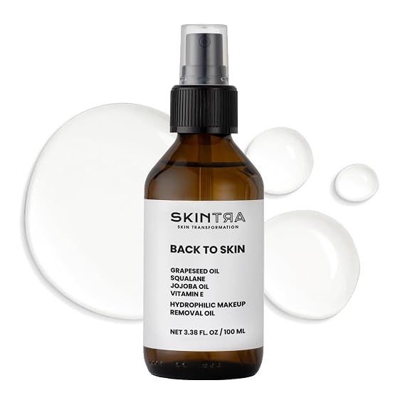 Back To Skin - Makeup Removing Oil with Squalane & Vitamin E, Gentle Cleansing for All Skin Types - Safe for Sensitive Areas No Greasy Residue 100 ml/Net 3.38 Fl. Oz