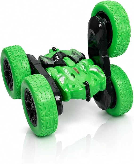 VARDEM Uzaktan Kumandalı Full Fonksiyon Şarjlı 2.4 GHz 4 Teker Akrobat Araba, Çift Taraflı Sürüş Özellikli Işıklı Stunt Car, Kumandalı Takla Atan Oyuncak Araç HG4-04 (MAVİ)