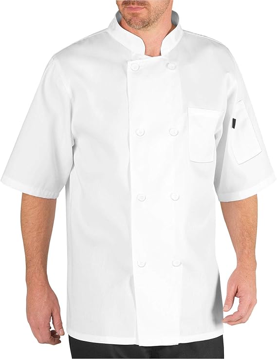 Chef Code Mens Short Sleeve Unisex Classic Coat Chefs Jackets, White, 3X-Large