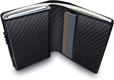 Dlife Wallet with Money Clip RFID Blocking Wallet, Minimalist PU Leather Mens Card Wallet, Credit Card Holder, Contactless Credit Card Protector Automatic Pop-up Card, Z-carbon Black