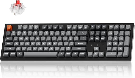 Keychron K10 Max QMK Wireless Custom Mechanical Full-Size Keyboard | 2.4 GHz Wireless & Bluetooth with Hot-swappable Apex Red Switch Compatible with Mac Windows Linux - Black