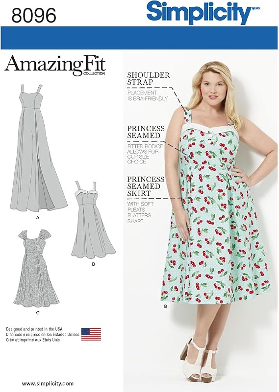 Simplicity 8096 Women's Plus Size Dress Sewing Pattern, Sizes 18W-24W