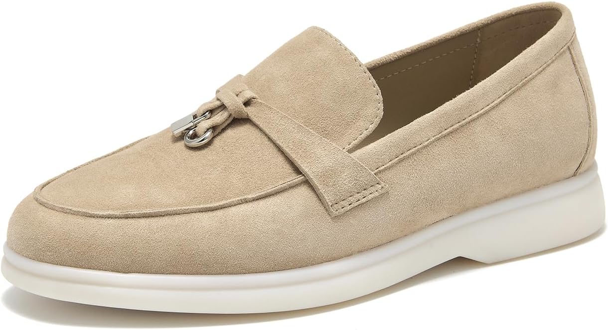 BEAU TODAY Suede Loafers Flats for Women, Womens Slip On Penny Loafers, Leather Driving Comfortable Dress Ladies Loafers Casual Office Work Shoes