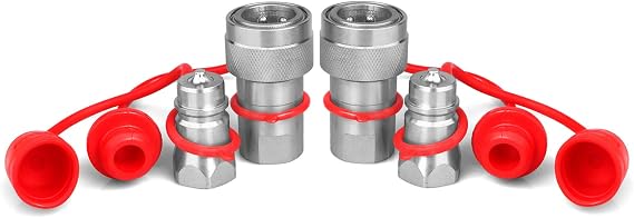 1/2" Ag ISO 5675 Poppet Pioneer Hydraulic Quick Coupler with Dust Caps