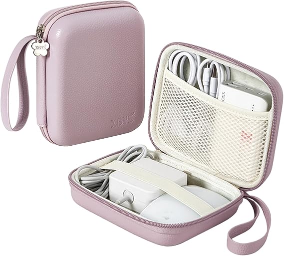 Portable Charger Case, Portable Tech Electronic Organizer Bag, Small Travel Storage Pouch for Laptop Accessories, MacBook Power Adapter, Charging Cords, USB Drives, Power Bank (Purple, L) | Portable Electronic Device Organizer Bag Travel Accessories for MacBook, USB Cables and Batteries