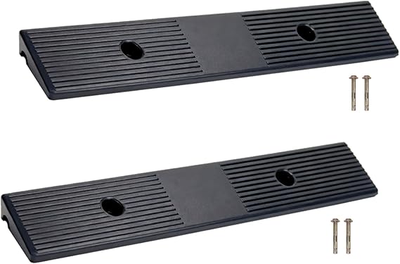 1.0 Inch Rise Rubber Curb & Threshold Ramp 2 PCS 16.93"x2.95" | 7000lbs capacity, suitable for driveway, sidewalk, shed entry, cars, motorcycles, lawn mowers, Durable, Sturdy