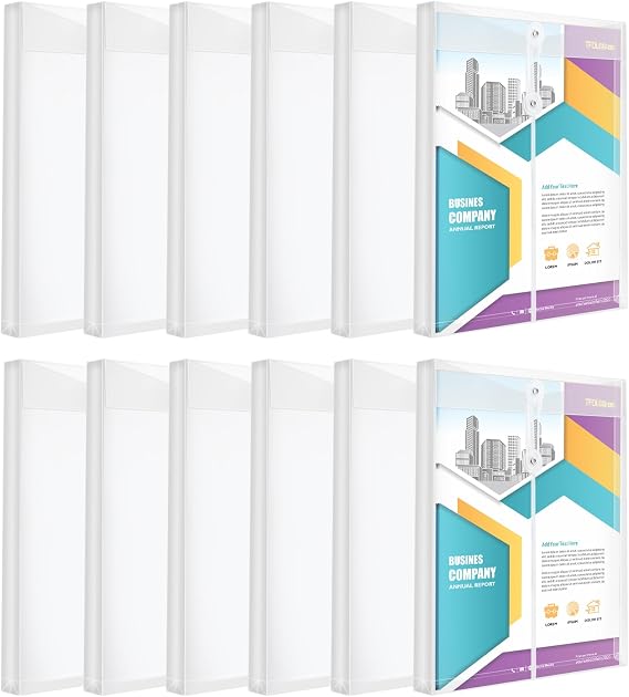 12 Pack Plastic Envelopes File Folders,Expandable Clear Folder for Document