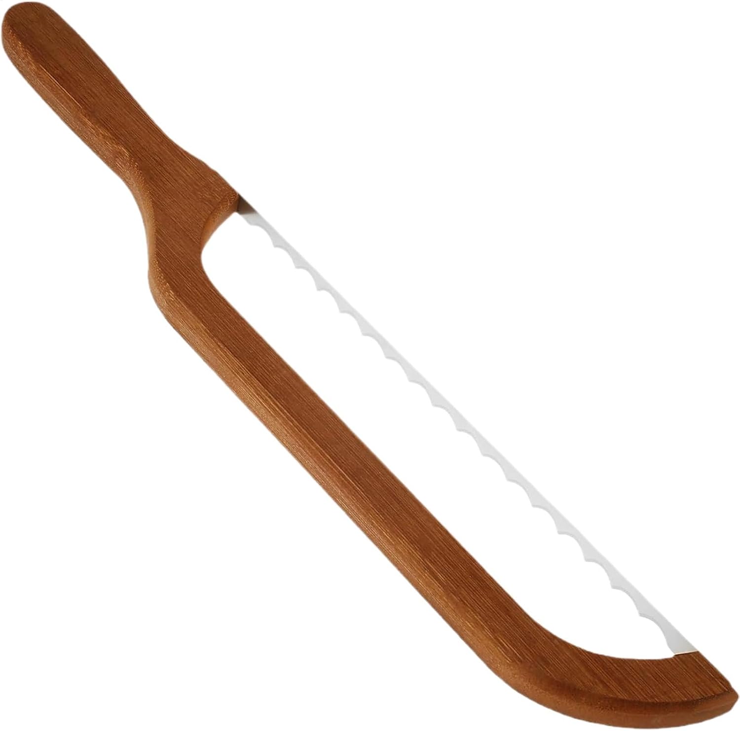 Homemade Bread Slicer, Tabletop Bread Slicer,Manual Bread Slicer with Bow Design | Stainless Serrated Saw Bread Cutter with Comfortable Wooden Handle for Bagel Baguette