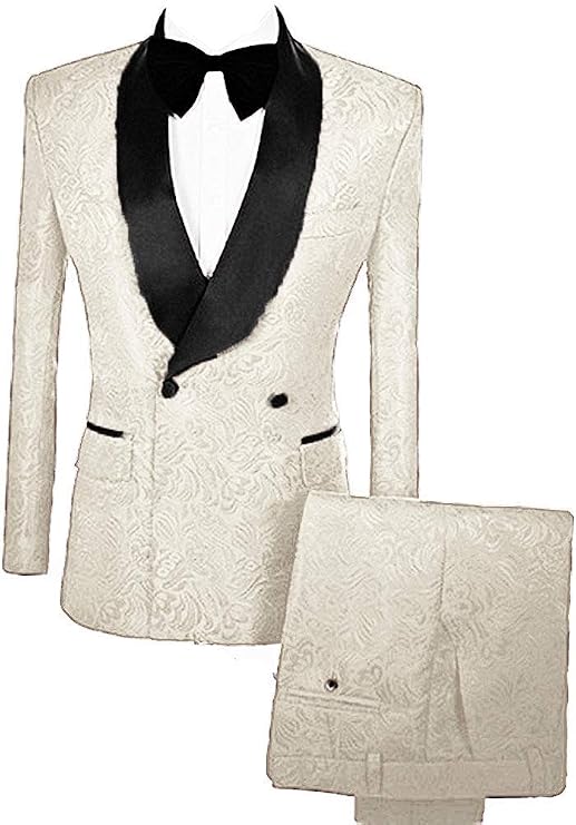 Men's Suit Double-Breasted Jacquard Jacket & Pants Suit