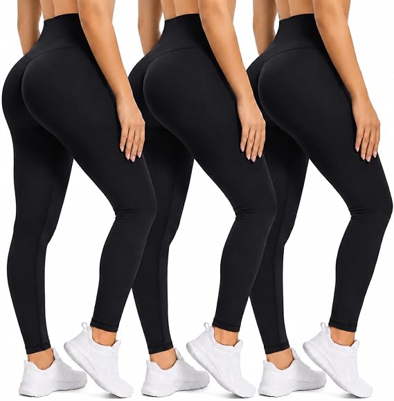 TNNZEET 3 Pack Leggings for Women - Tummy Control High Waisted Soft Yoga Pants for Workout Gym Running