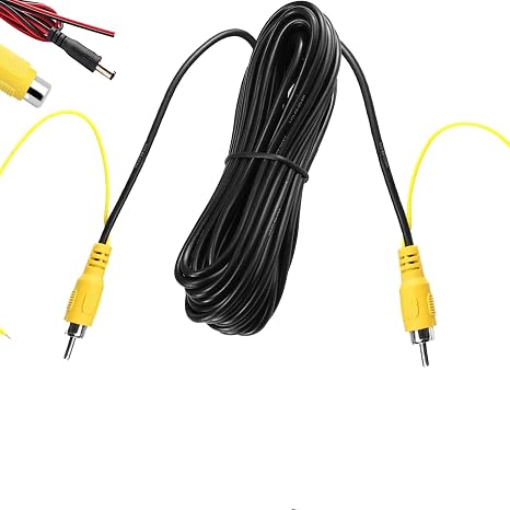 2pcs Backup Camera RCA Video Cable, Upgraded 2.0 Double-Shielded RCA Video Cable for Monitor and Aback View Camera Connection, Av Extension Cable with RCA Video Power Cable (20FT/6m)