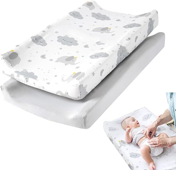 2 Packs Muslin Baby Diaper Changing Pad Cover Breathable Changing Table Cover Changing Table Pads Diaper Cradle Mattress Sheets Cradle Mattress Sheets Nursery Changing Mat Cover