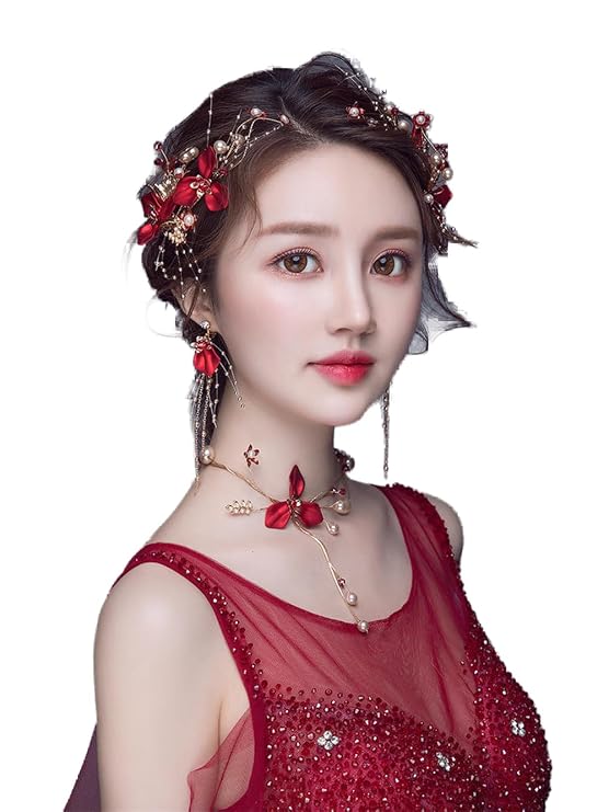 Red Crystal Headband,Princess Flower Headpiece,Bridal Wedding Queen Crowns and Tiaras,Princess Crown Headbands Headpiece Hair Jewelry for Wedding,Engagement (A)