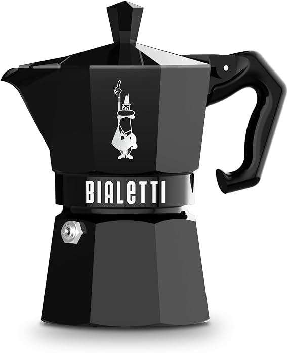 Bialetti Moka Exclusive Black 3-Cup Stovetop Coffee Maker, Espresso Maker, Macchinetta