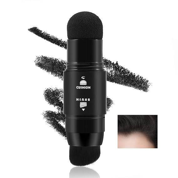 Gray Hair Cover Up Powder, Double Head Cover Gray with Sponge & Brush, Waterproof Contour Hairline Powder for Loss Thin Hair