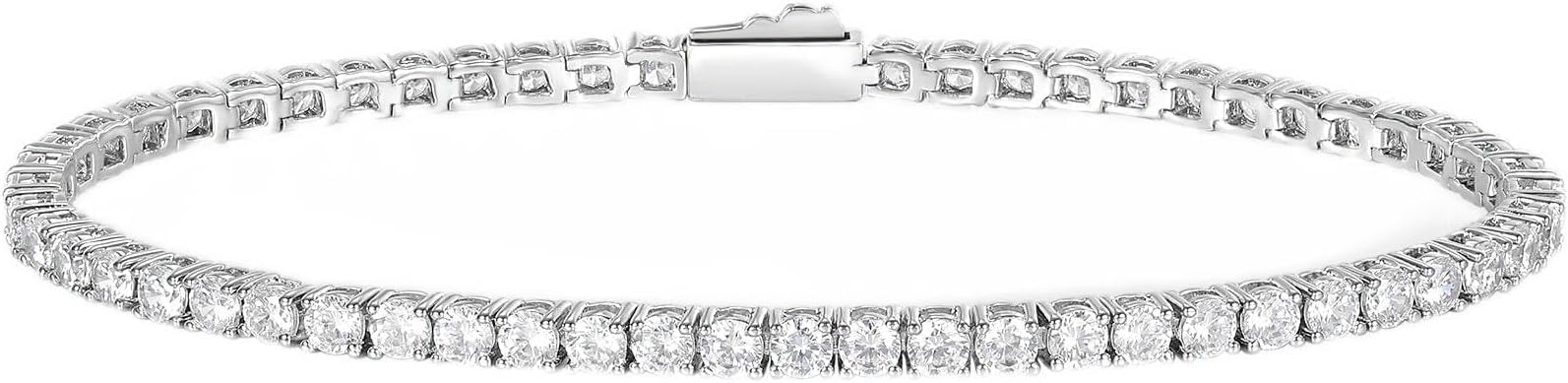 Gemsme 3/4/5mm Tennis Bracelet, 18k White Gold Plated 3MM/4MM/5MM Iced Out Round Cubic Zirconia Tennis Bracelet for Women Men 6.5/7/7.5 Inches