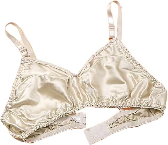 Smooth Satin Silk Bra Triangle Bralette Tops Women's 100% Double Sided Mulberry Silk Wirefree Bra Unpadded Underwear