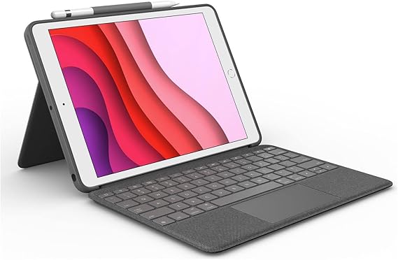Logitech Combo Touch iPad Case with Keyboard, Detachable, Trackpad and Smart Connector Featured, Backlight and Support Stand Keyboard, iPad 10.2 inch 7. 8th and 9th. Compatible with Generation, Grey
