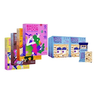 Magic Spoon Variety 4-Pack of Cereal & 4-pack Blueberry Muffin High Protein Bars - Low Carb, Keto Friendly, Gluten & Grain Free Treats