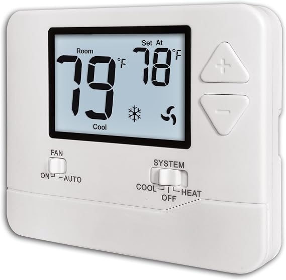 Heagstat Non-Programmable Thermostat for Home Conventional Single-Stage System, up to 1 Heat/ 1 Cool (with White Backlight)