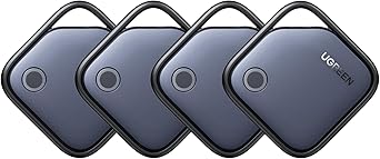 UGREEN FineTrack Air Tracker Tags iOS Only 4 Pack, 2-Year Replaceable Battery Bluetooth Tracker Compatible with Apple Find My, Item Finder Smart Tag for Keys, Luggage - [Apple Find My Certified]
