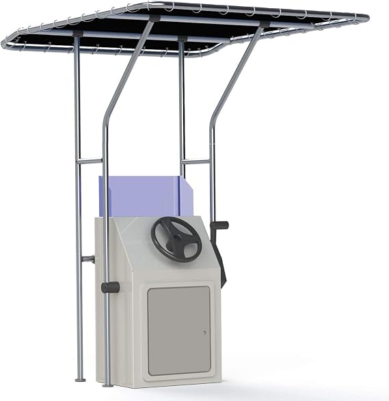 Oceansouth Classic T-Top for Center Console Boats | Marine Grade Aluminum T-Top with Atlas Canopy for Fishing & Recreational Boats (67" Length x Width 56") (Black)