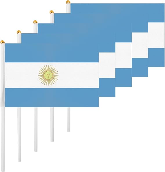 ASUNO 20 Pack Argentina Flags HandHeld Small Banners 5 8 Inch Mini Argentine Stick Flag Polyester for Party Decorations World Cup International Festival Events Indoor and Outdoor