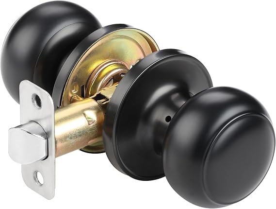 GEONFINO Black Door Knob, Interior Round Handle for Hallway, Doorknob for Bedroom, Bathroom