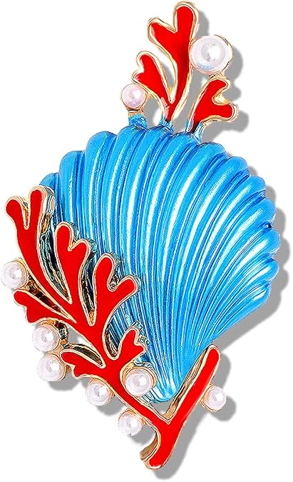 Shell Brooch Pin Sea Shell Ocean Animal Lapel Pin Scallop Shell Pins Sea Shell Jewelry Dress Accessories Cute Sea Animals Brooches for Women for Mom Best Friends Gift