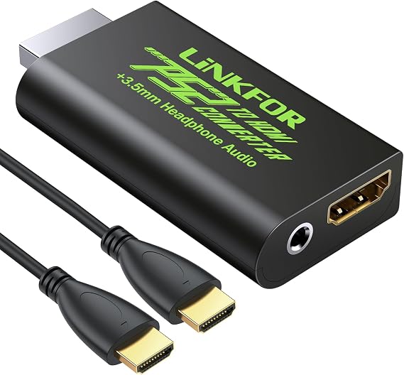 PS2 to HDMI Converter Adapter 3.5mm Headphone Jack USB Cable with HDMI Cable