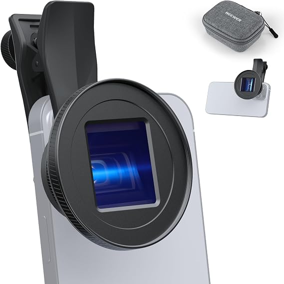 NEEWER 1.55X Blue Flare Anamorphic Phone Camera Lens with 17mm Threaded Clip, 4 Elements 4 Groups 2.4:1 Wide Screen Cinematic Mobile Photography Effect Compatible with iPhone Android Samsung, LS-75