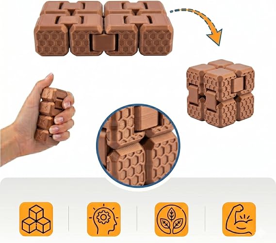 Fidget Cube Stres Küpü - ( Bronz ) - 6 Fonksiyonlu Odaklanma ve Zihin Egzersizi