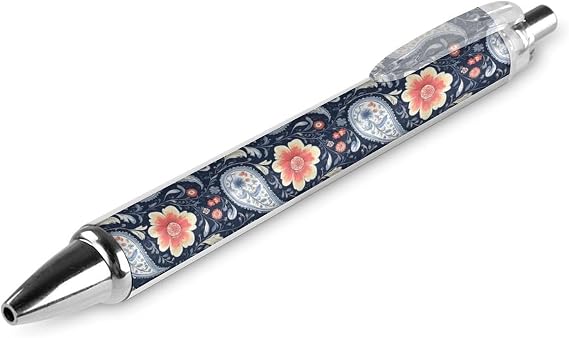 1 Pcs Black Pens Ballpoint, Cute 0.5 Mm Ink Retro Paisley Pattern Print Pens for Journaling Men Women Nurse, Nice Writech Pen Fine Ball Point Smooth