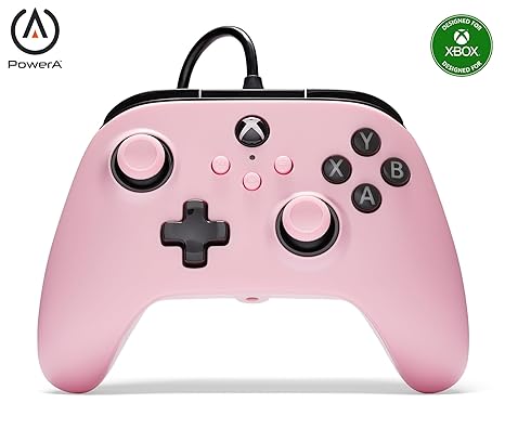 PowerA Wired Controller for Xbox Series X|S - Pink, gamepad, video game/gaming controller, works with Xbox One, Officially Licensed