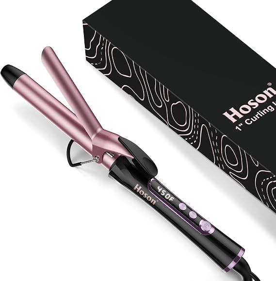 1 inch Curling Iron Dual Voltage 100-240V for Classic Curls,Rose Gold