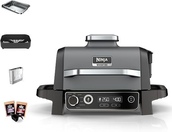 Ninja Woodfire Electric 7-in-1 BBQ Grill & Smoker, Grey/Black OG701UK