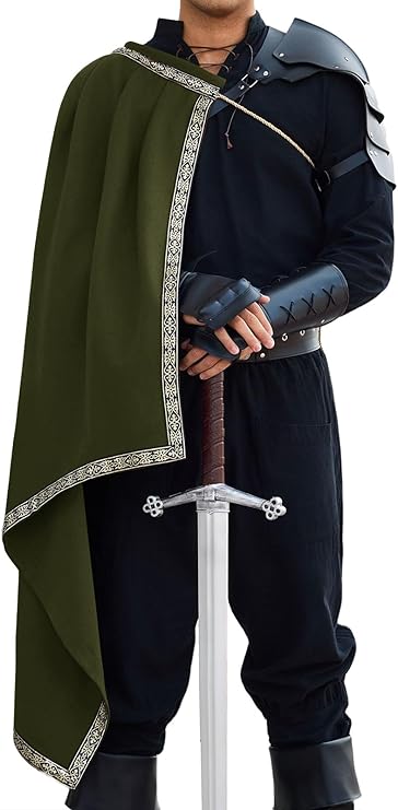 Runcati Mens Renaissance Half Shoulder Cape Medieval Knight Costume Cloak