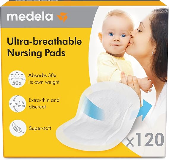 Medela Ultra-Breathable Nursing Pads, Highly Absorbent, Discreet Design for Comfortable Wear, Pack of 120