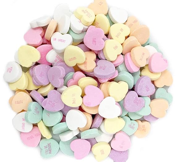 Conversation Hearts, Assorted Pastel Colors, Sweet Fruity Flavors, The Snackery - 1 lb Bag