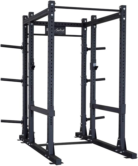 Body-Solid (SPR1000 Power Rack with 1000 Lb. Weight Capacity for Squats, Deadlifts, and Weightlifting Workout with J Hook Cups, Home and Commercial Gym, Black