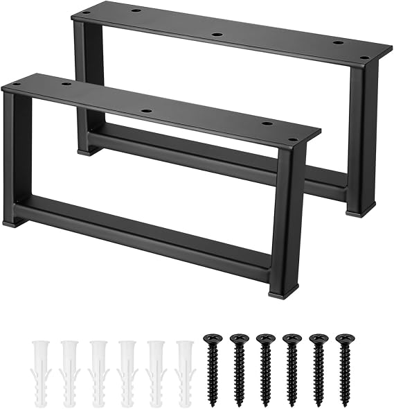 McBlast 2 Pcs Black Rectangle Table Legs 20x9.3cm