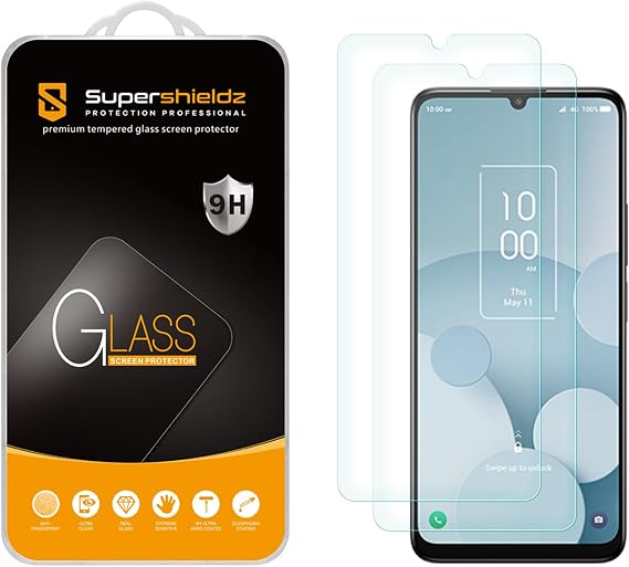 Supershieldz (2 Pack) Designed for TCL 40 XL / 40 T Tempered Glass Screen Protector, Anti Scratch, Bubble Free
