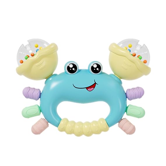 Baby Crab Rattle Toy - ABS Material, Handheld Crab Shaped Toy for Infants, Early Education Grip & Smart Toy for Newborn Boys and Girls(345A) (Blue)