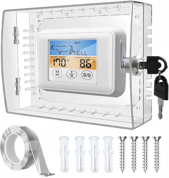 WIILDIS Thermostat Lock Box with Key, Large Thermostat Cover with Lock for Thermostat on Wall, AC Lock Box Cover with Key Fits Thermostats 5" H x 7" W or Smaller