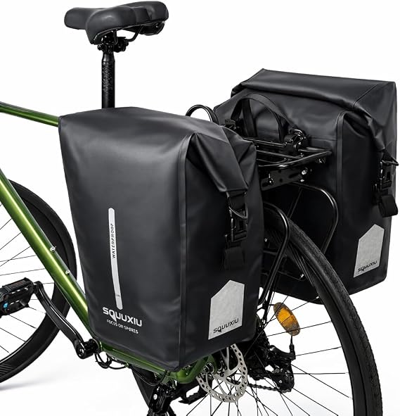 18L Bicycle Pannier Bag Waterproof Multi-Functional 1PCS/2PCS, Dry Sacks Bike Saddle Bag Quick Release Bike Rear Rack Bag Large Luggage Trunk Bag for Mountain Bikes/Road Bikes