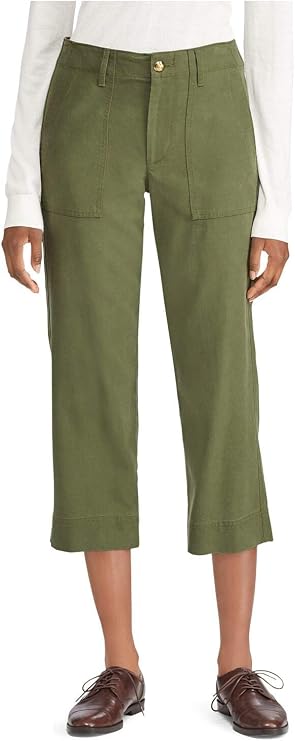 LAUREN RALPH LAUREN Womens Nyusha Twill High Rise Straight Leg Pants Green 16